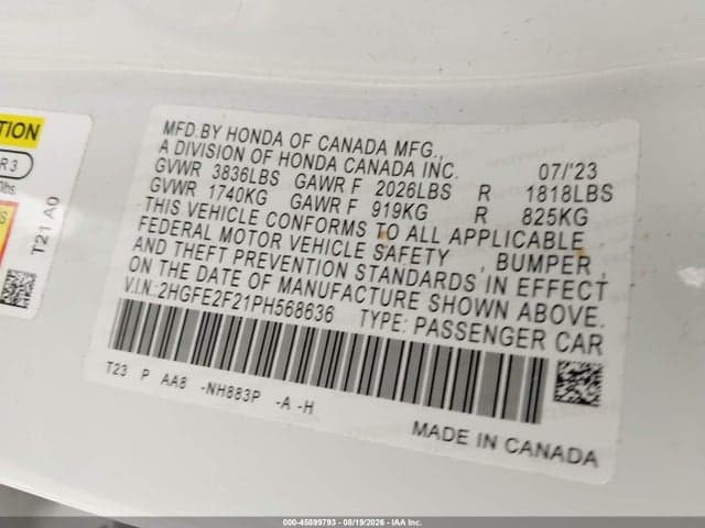 2023 HONDA CIVIC LX 9