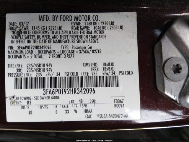 2017 FORD FUSION SE 9