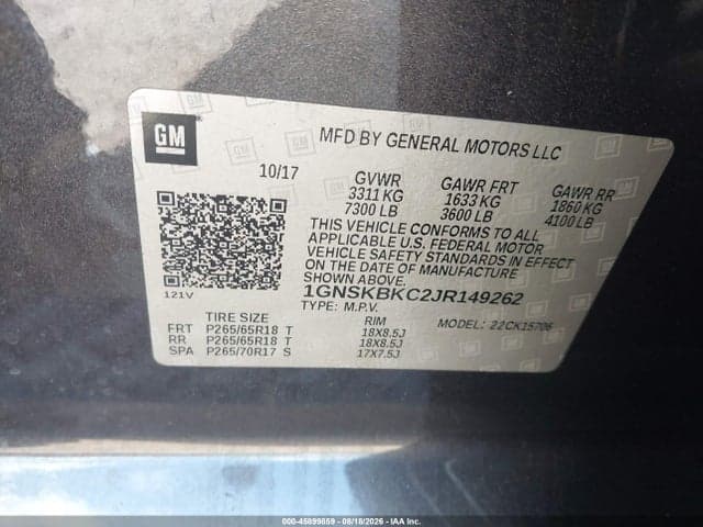 2018 CHEVROLET TAHOE LT 9