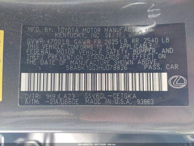 2017 LEXUS ES 350 9