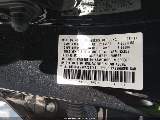 2017 HONDA ACCORD EX 9