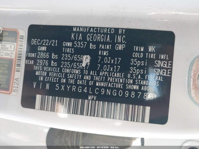 2022 KIA SORENTO LX 9