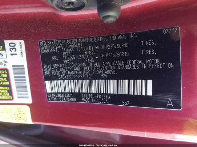 2017 TOYOTA SIENNA SE 8 PASSENGER 9