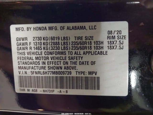 2021 HONDA ODYSSEY EX-L 9