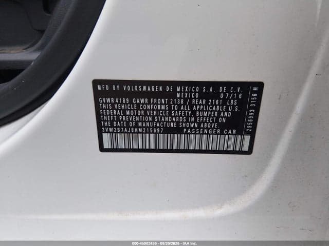 2017 VOLKSWAGEN JETTA 1.4T S 9