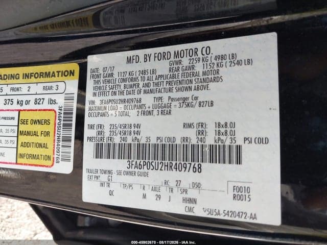 2017 FORD FUSION ENERGI PLATINUM 4