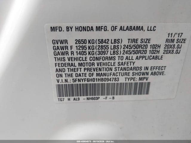 2017 HONDA PILOT ELITE 9