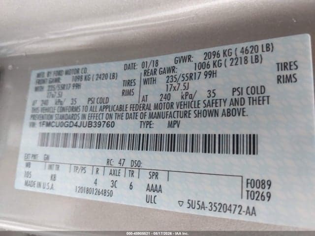 2018 FORD ESCAPE SE 9