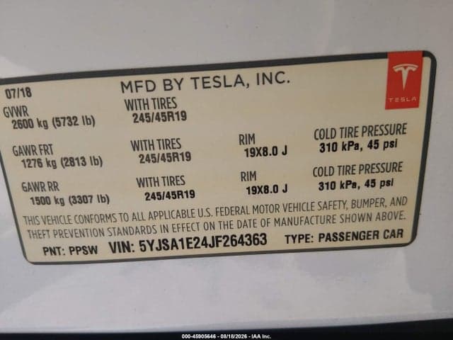 2018 TESLA MODEL S 100D/75D/P100D 9