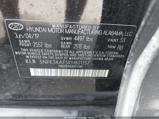 2019 HYUNDAI SONATA LIMITED 9
