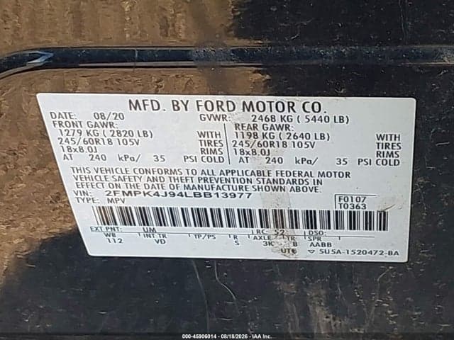 2020 FORD EDGE SEL 9