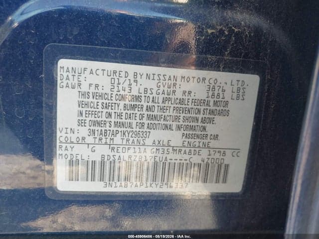 2019 NISSAN SENTRA SR 9
