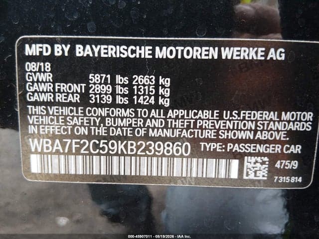 2019 BMW 750I XDRIVE 9