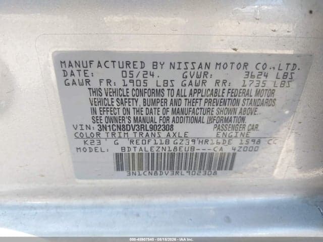 2024 NISSAN VERSA 1.6 S 9