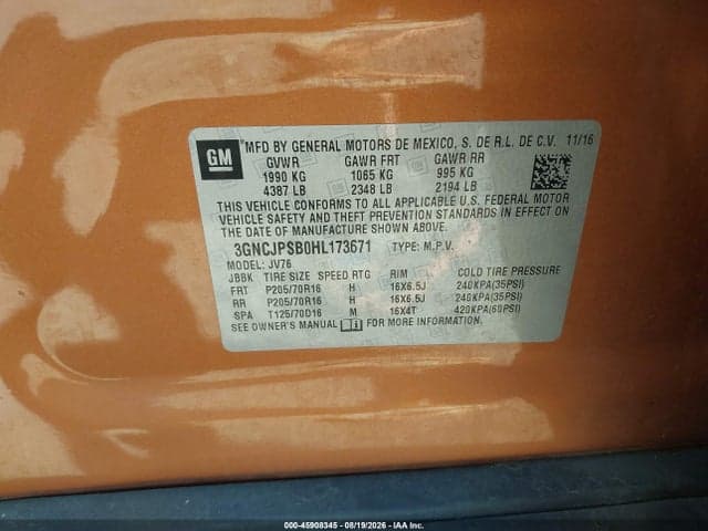 2017 CHEVROLET TRAX LT 9