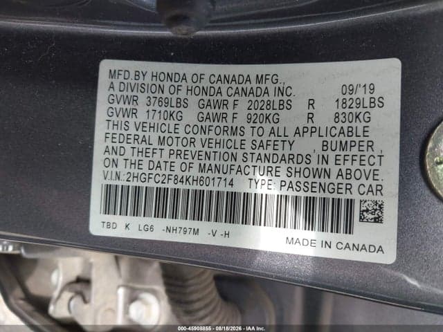 2019 HONDA CIVIC SPORT 9