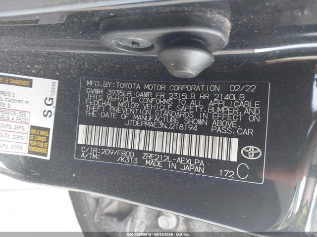 2022 TOYOTA COROLLA LE 9