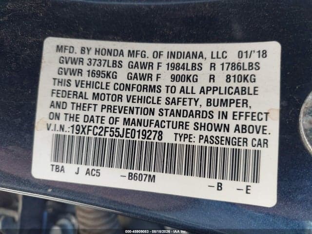 2018 HONDA CIVIC LX 9