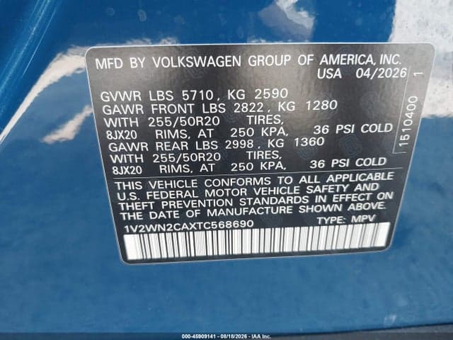 2026 VOLKSWAGEN ATLAS SE WITH TECHNOLOGY 9