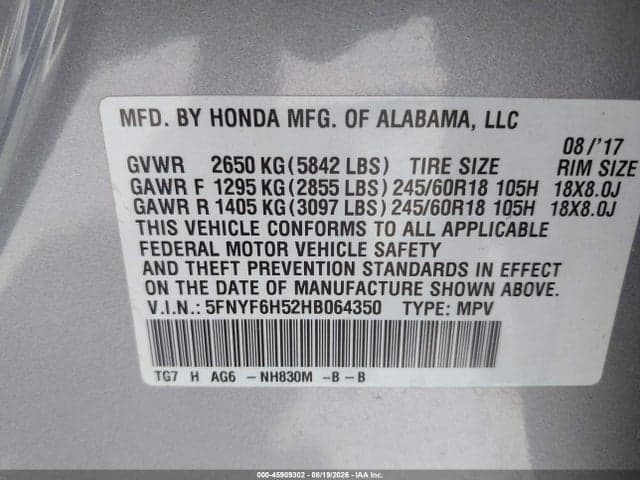 2017 HONDA PILOT EX-L 9
