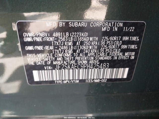 2023 SUBARU FORESTER PREMIUM 9
