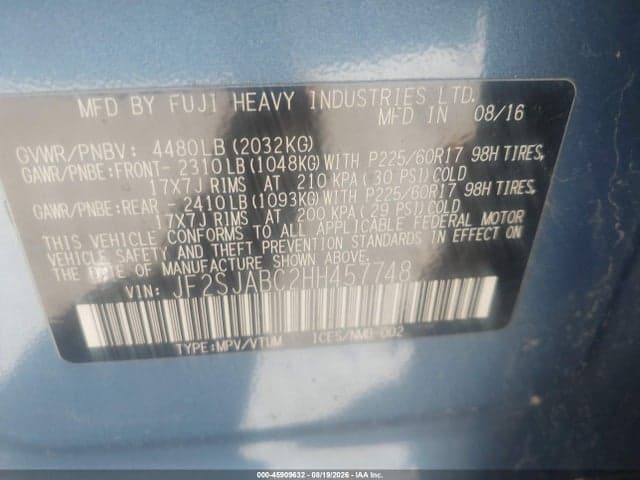 2017 SUBARU FORESTER 2.5I 7