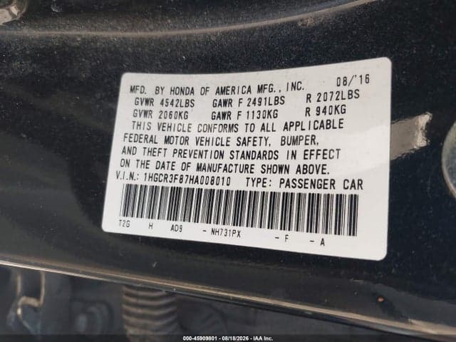 2017 HONDA ACCORD EX-L V6 9