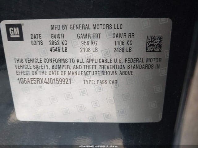 2018 CADILLAC ATS STANDARD 9
