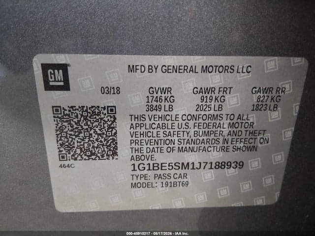 2018 CHEVROLET CRUZE LT AUTO 9