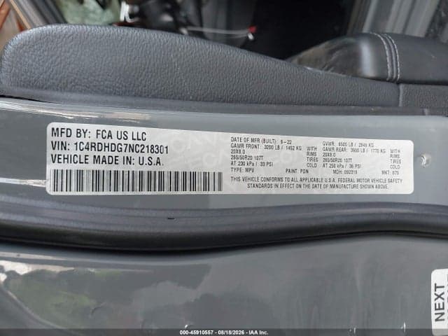 2022 DODGE DURANGO GT PLUS RWD 9