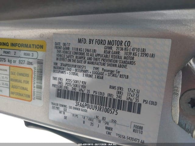 2018 FORD FUSION HYBRID S 9