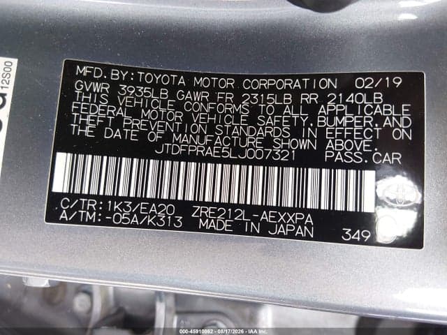 2020 TOYOTA COROLLA XLE 9
