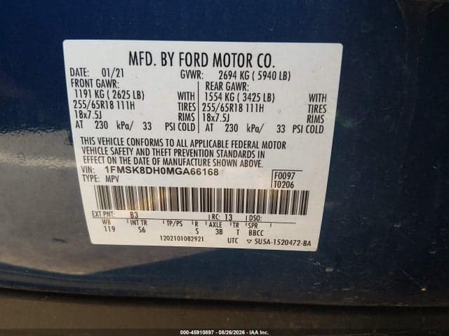 2021 FORD EXPLORER XLT 9