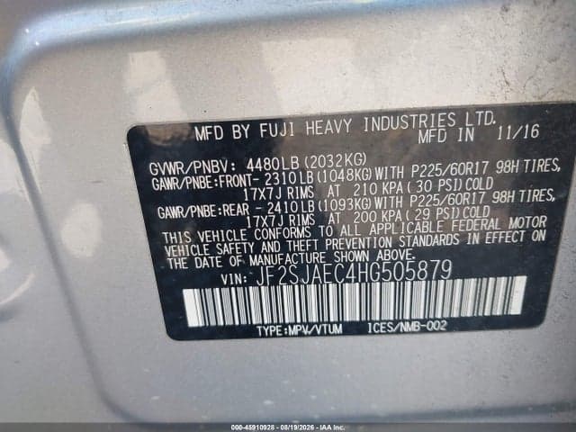 2017 SUBARU FORESTER 2.5I PREMIUM 9