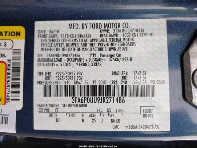 2018 FORD FUSION HYBRID S 9