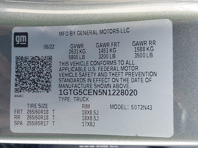 2022 GMC CANYON 2WD SHORT BOX ELEVATION 9