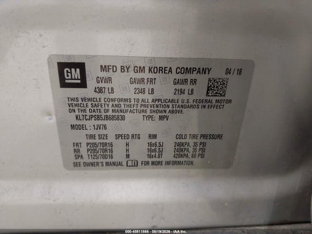 2018 CHEVROLET TRAX LT 9