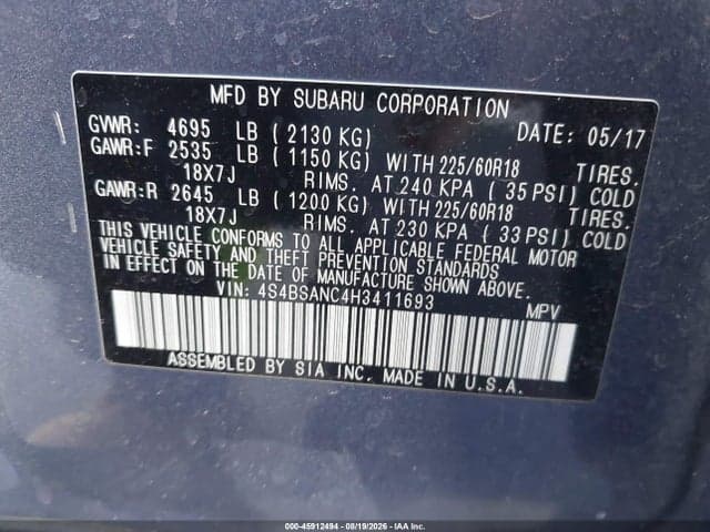 2017 SUBARU OUTBACK 2.5I LIMITED 8