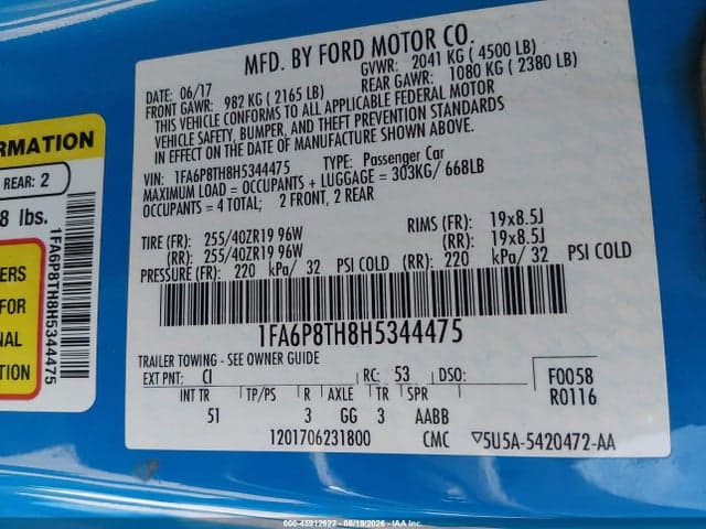 2017 FORD MUSTANG ECOBOOST 9