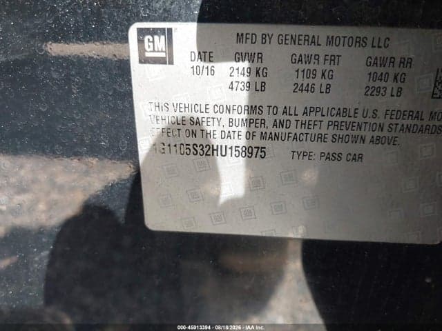 2017 CHEVROLET IMPALA 1LT 9