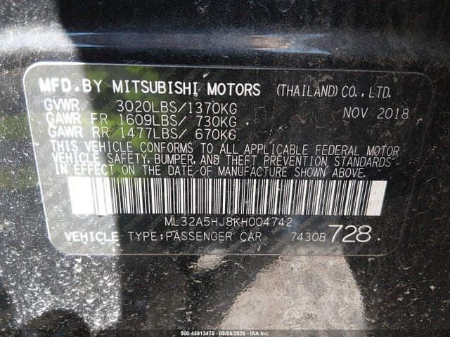 2019 MITSUBISHI MIRAGE LE 9