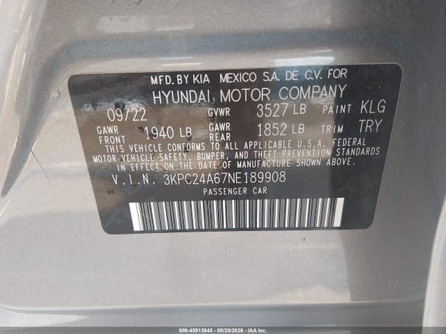 2022 HYUNDAI ACCENT SEL 9