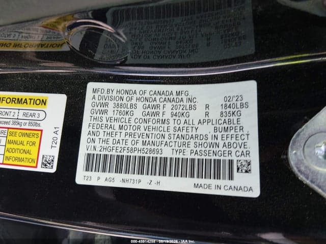 2023 HONDA CIVIC SPORT 9