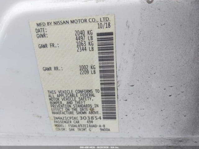 2019 NISSAN LEAF S 9