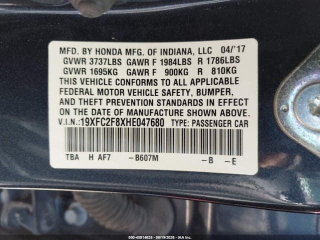 2017 HONDA CIVIC EX 9