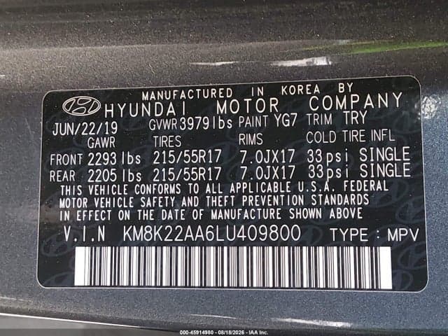 2020 HYUNDAI KONA SEL 9