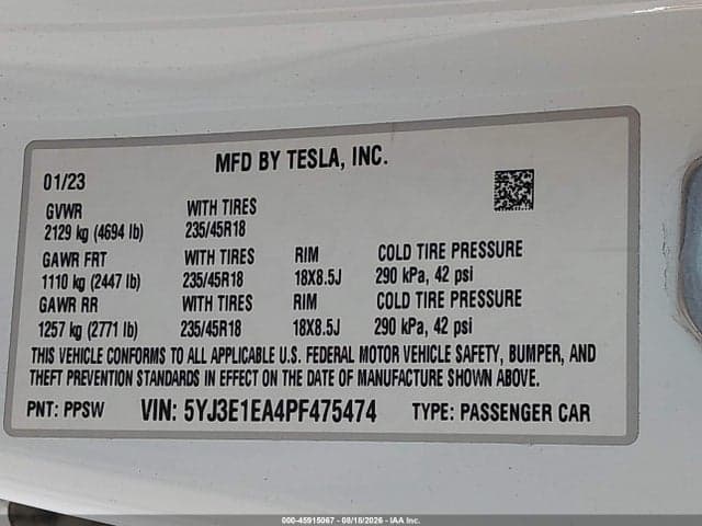 2023 TESLA MODEL 3 REAR-WHEEL DRIVE 9