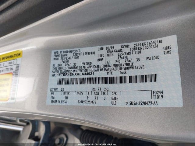 2019 FORD RANGER XLT 9