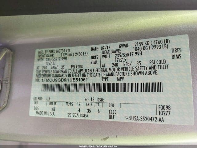 2017 FORD ESCAPE SE 9
