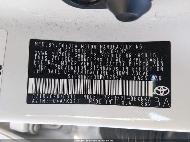 2017 TOYOTA COROLLA LE 9